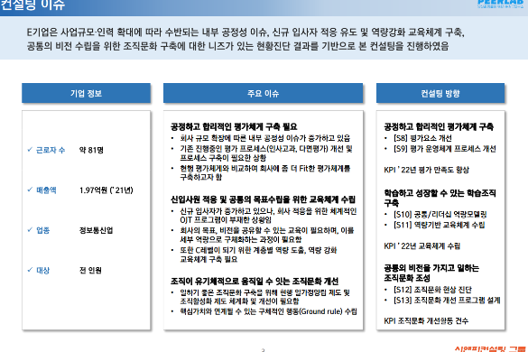 [일터혁신컨설팅]소프트웨어 정보통신업 평가체계개선,평생학습체계 구축,고용문화개선 사례